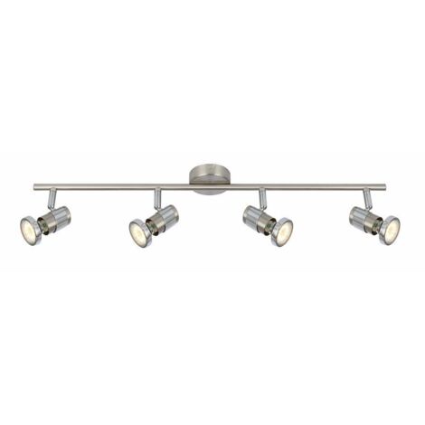 Plafonnier industriel 4 spots orientables GU10 satin/chrome Emina