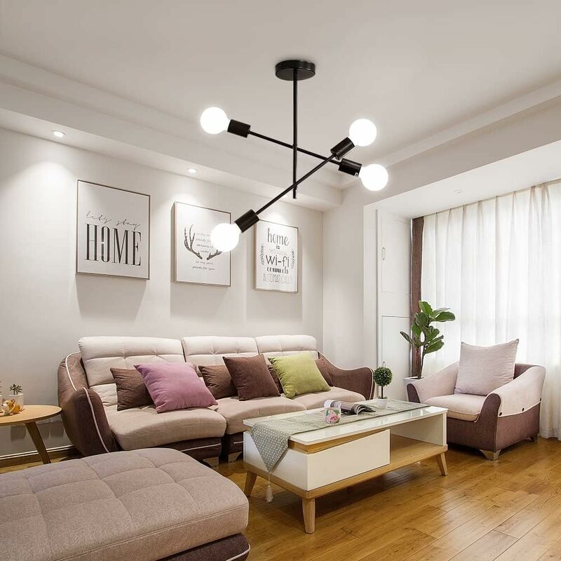 Comely - Plafonnier industriel à 4 têtes, E27 Plafonnier vintage sans ampoules pour éclairage et décoration d'intérieur, diamètre : 42 cm