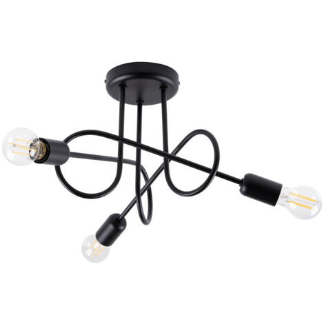 Plafonnier industriel à trois ampoules noir LOOP 3xE27 15W SL.1434 Sollux Lighting