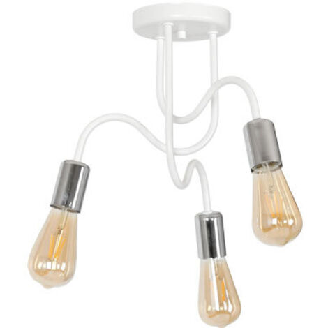 Plafonnier industriel blanc chrome Dow 3xE27 Luminex