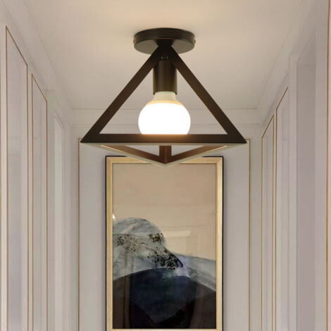 Plafonnier industriel en métal, lustre noir rétro, Lampadaire d'allée créatif, Plafonnier moderne en fer avec ampoule, lumière chaude 3000 K