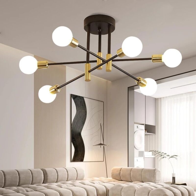 Comely - Plafonnier Industriel, Lampe de plafond, Lustre industriel E27, 6-Luminaire suspension pour Chambre à coucher Salon (ampoule non incluse)