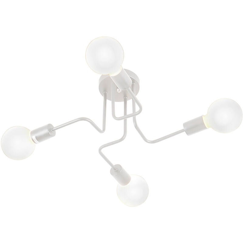 Plafonnier Industriel Moderne Luminaire Plafonnier Intérieur Lampe de Plafond Blanc E27 pour Salon Cuisine Chambre Café Bar - 4 Lumières Plafonnier Industriel Moderne Luminaire Plafonnier Intérieur Lampe de Plafond Blanc E27 pour Salon Cuisine Chambre Café Bar - 4 Lumières