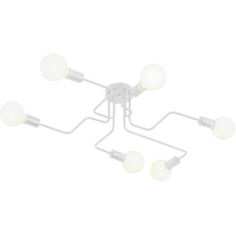 Plafonnier Industriel Moderne Luminaire Plafonnier Intérieur Lampe de Plafond Blanc E27 pour Salon Cuisine Chambre Café Bar - 6 Lumières