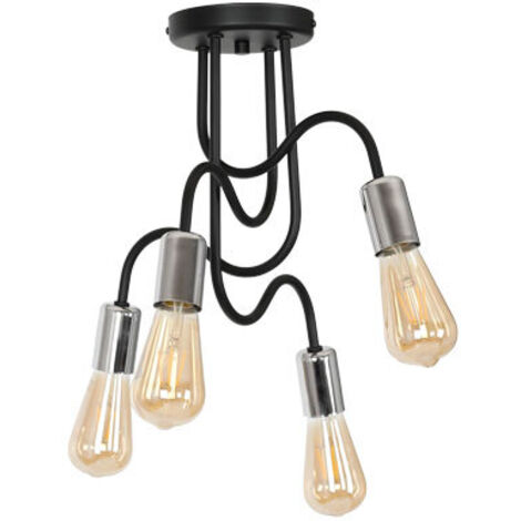 Plafonnier industriel noir/chrome Dow 4xE27 Luminex