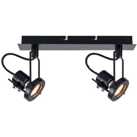 Plafonnier industriel noir Fiji 2, 2xGU10 Reality