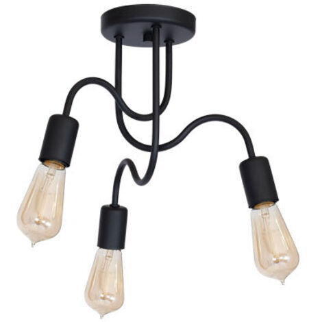 Plafonnier industriel noir mat Dow 3xE27 15W Luminex