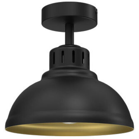 Plafonnier industriel noir mat/or Sven E27 Luminex