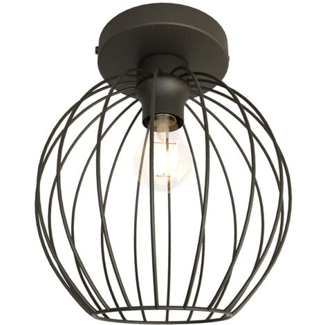 Plafonnier industriel noir sphère filaire Nest E27