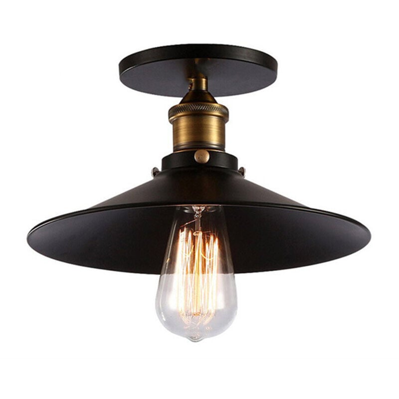 Plafonnier Industriel Retro Vintage Lustre Abat-jour en Métal E27, Luminaire Suspension Fer Loft Moderne Style Lampe de Plafon pour Chambre Salon