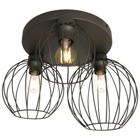 Plafonnier industriel rond noir 3xE27 NEST Emibig