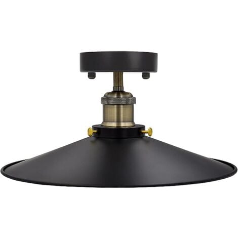 ENUOTEK Suspension Vintage Noire, Applique Murale LED Industriel Metal avec Abat Jour et Douille de Lampe Edison E27, Diametre 22CM, pour Salle à Manger, Cuisine, Salon, Garage, Atelier Eclairage