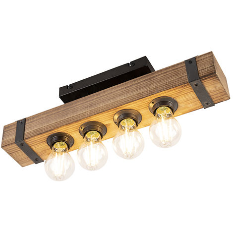 Plafonnier Industriel Vintage En Bois Reena Qazqa Industriel Vintage Luminaire Interieur 98422