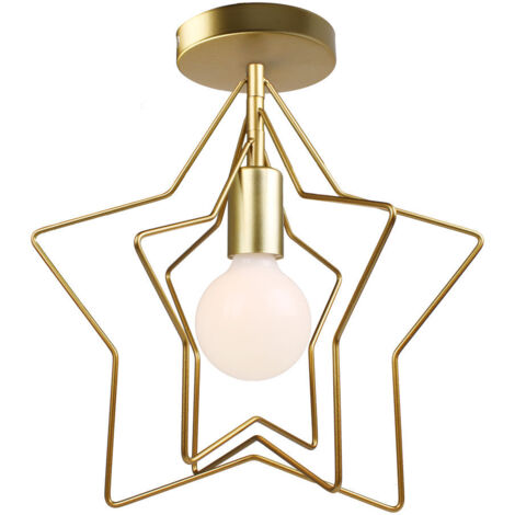 Plafonnier Industrielle LED Design Étoile Ajustable DIY Lampe de Plafond Créative en Métal Doré Cuisine Chambre Salle à manger