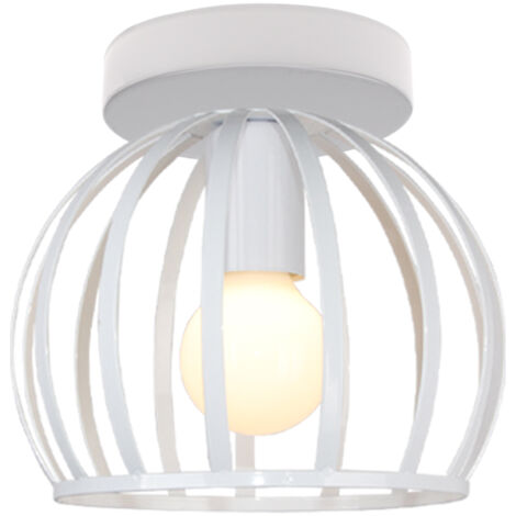 Plafonnier Industrielle Retro E27 Luminaire Suspension en Métal Ø19CM Blanc pour Chambre Cuisine Couloir - 1Pcs