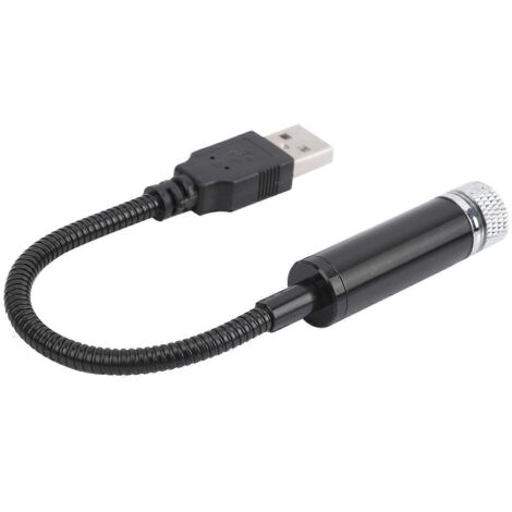 Plafonnier intérieur ciel étoilé USB réglable, lampe décorative romantique projecteur d'ambiance pour voiture noire.