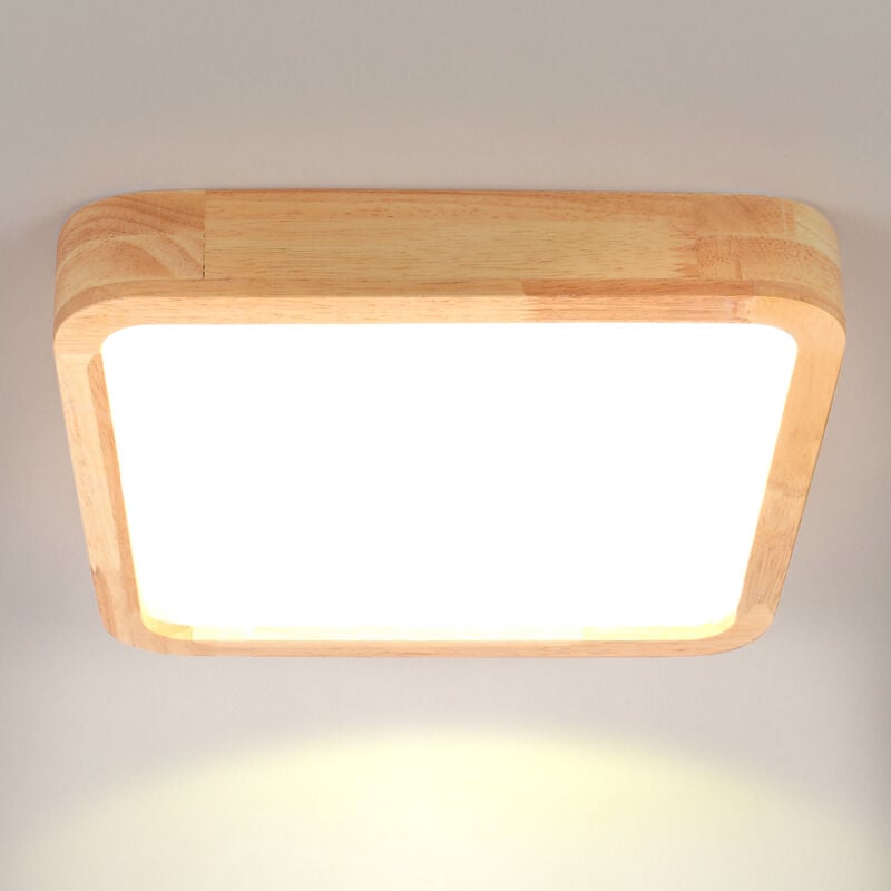 Plafonnier Intérieur Lampe De Plafond Carré En Bois Luminaire Plafonnier Led 4500K Plafonnier Moderne Pour Chambres à Coucher,Salons Couloirs
