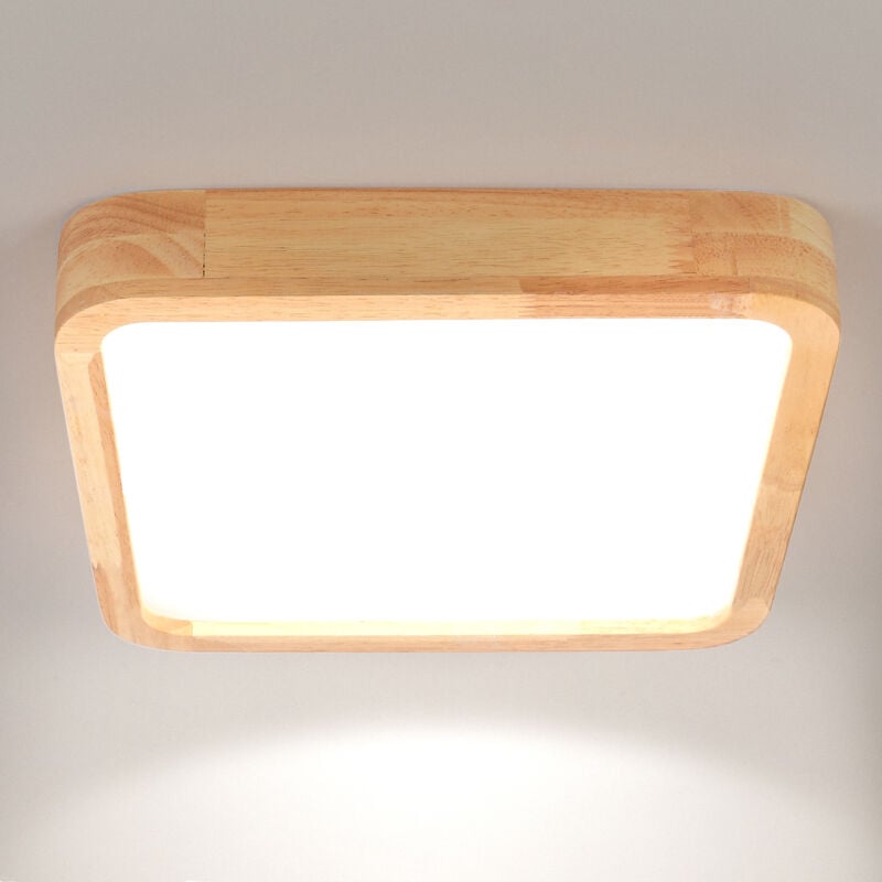 Plafonnier Intérieur Lampe De Plafond Carré En Bois Luminaire Plafonnier Led 6000K Plafonnier Moderne Pour Chambres à Coucher,Salons Couloirs