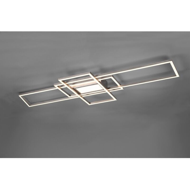 Trio - Plafond irvine led 3 rectangles acier satinÉ avec lumiÈre centrale avec tÉlÉcommande multifonctionnelle rÉglage de l'intensitÉ lumineuse et de