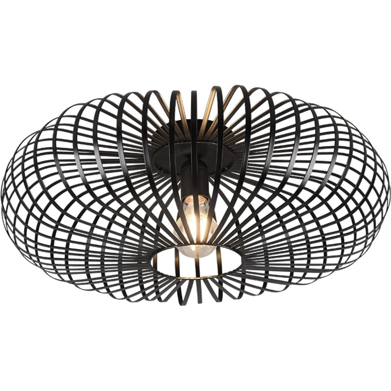 Trio Lighting - Plafonnier Noir Cage Ouverte Ellissi Noir Johann Ø50 cm