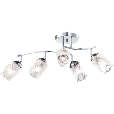 Plafonnier Kaja Alix chrome 5xE14 verre métal 77cm