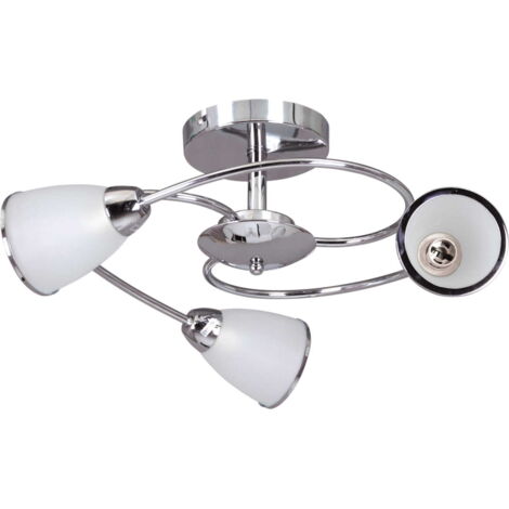 Plafonnier Kaja PLATO métal chrome/blanc 3xE14 58 cm