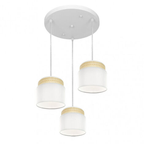 Plafonnier Kandy 3xe27 Naturel/blanc Regx39x39 Cm