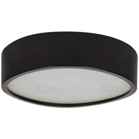 Plafonnier Kanlux Jasmin rond noir bois Ø37,5 E27 2x20W
