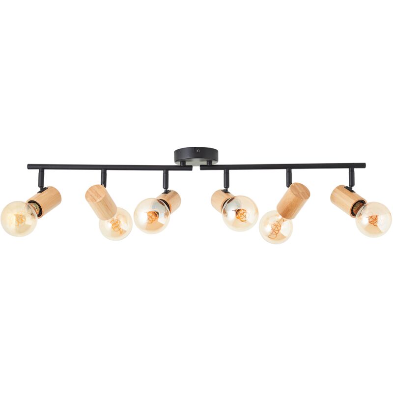 Brilliant - Spot Kerry 6-flammes noir/bois métal/bambou 6x A60, E27, 40 w, adapté à une lampe normale (non incluse) Brilliant - Spot Kerry 6-flammes noir/bois métal/bambou 6x A60, E27, 40 w, adapté à une lampe normale (non incluse)
