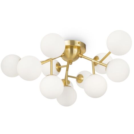 Plafonnier laiton 12 globes blancs G9 Dallas Maytoni
