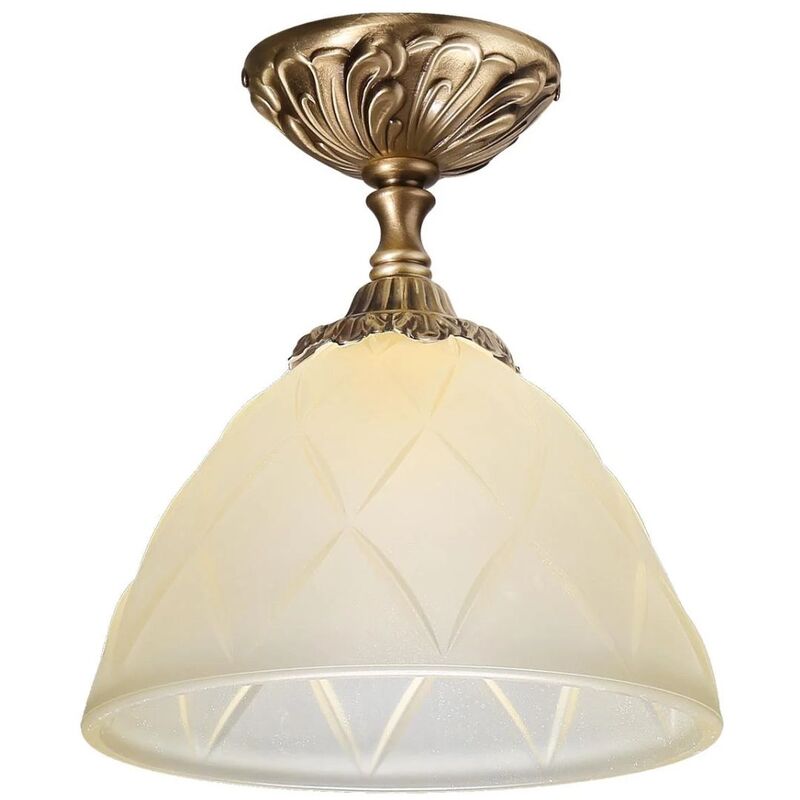 Licht-erlebnisse - Plafonnier laiton massif verre Art Nouveau E14 Plafonnier