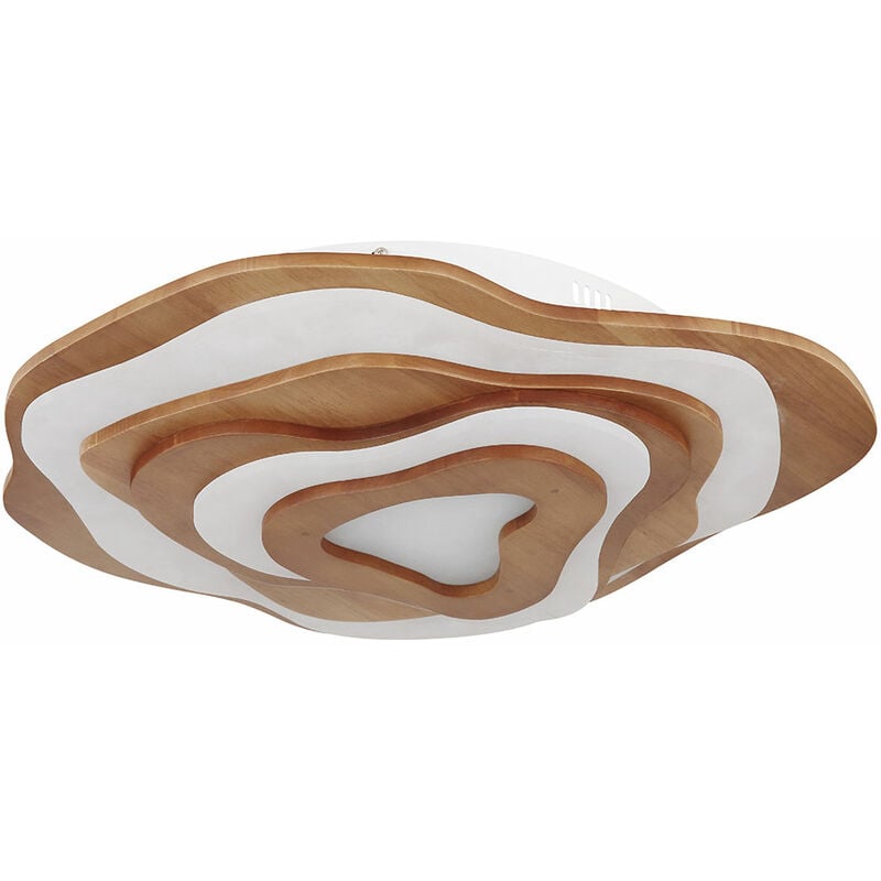 Globo - Plafonnier pour chambre à coucher, télécommande, lampe lumière du jour cct, lumière en bois, métal, opale marron, led 40 w 1600 lm 2700-6500