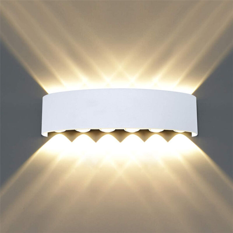 Applique Murale 12 led Lampe Ampoule en Alu Lumiere Blanche Chaude Noir pour Maison Couloir