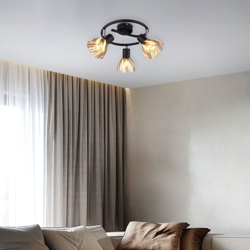 Globo Lighting - Plafonnier lampe de salle à manger Rondell noir 3 flammes réglable