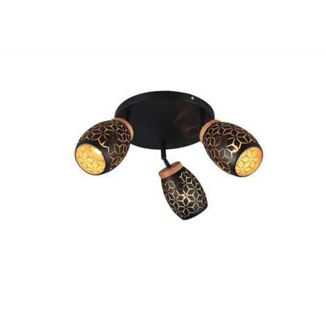 Plafonnier lampe de salon lampe de plafond metal noir or e14 h 27 cm