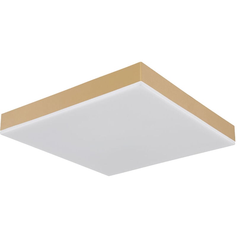 Plafonnier lampe de salon led dimmable télécommande cct laiton mat 30x30cm