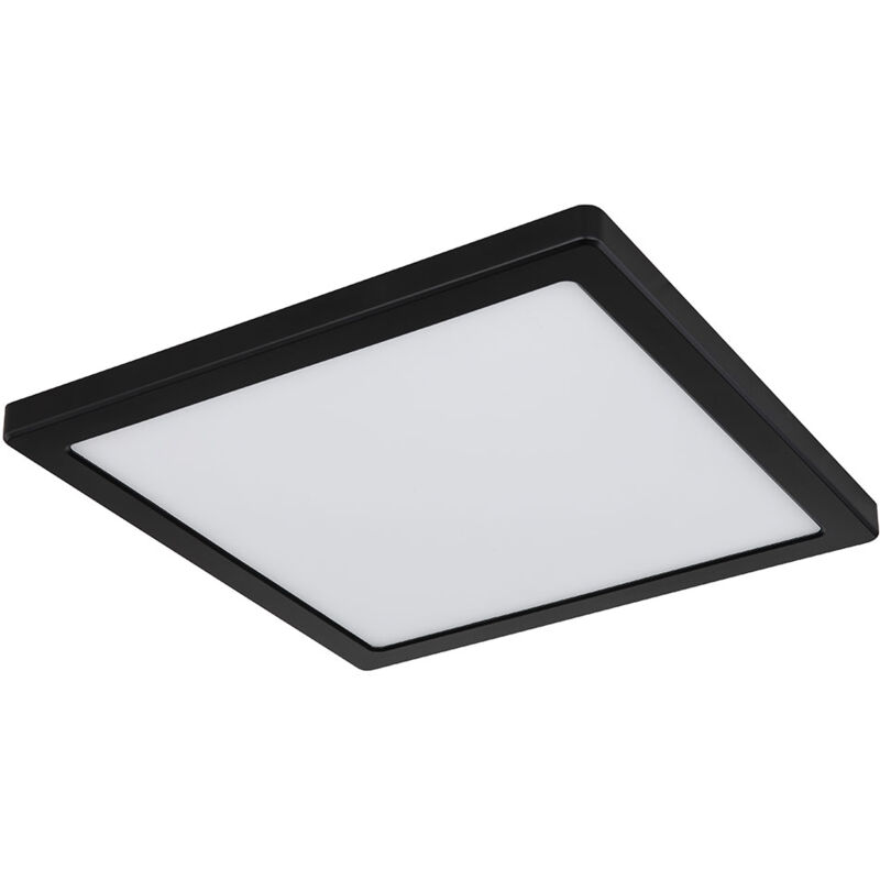 Plafonnier, lampe de salon, panneau de plafond, plafonnier carré, moderne, opale noire, 1x led 24W 2000lm 3000K-6500K, LxlxH 29,1x29,1x1,7 cm