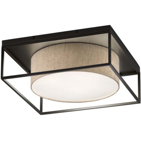 Plafonnier lampe de salon plafonnier 4 lampes métal noir blanc 60x60cm