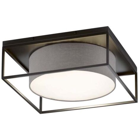 Plafonnier lampe de salon plafonnier 4 lampes métal noir gris 50x50 cm