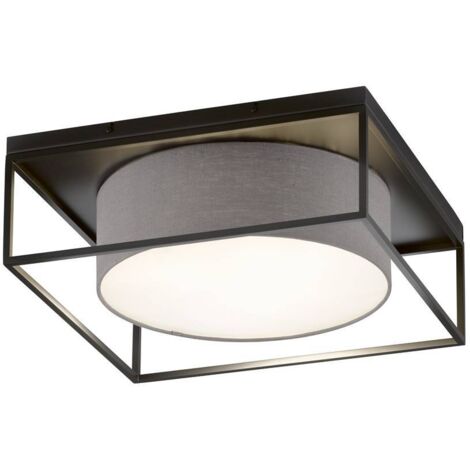 Plafonnier lampe de salon plafonnier 4 lampes métal noir gris 60x60cm