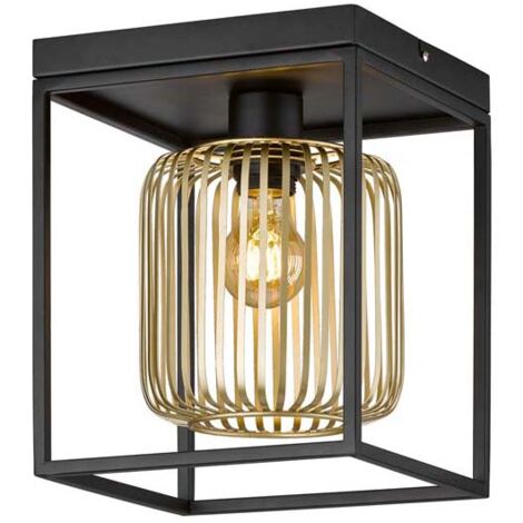 Plafonnier lampe de salon plafonnier métal noir doré L 23 cm