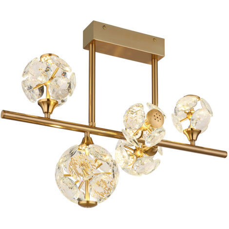 Plafonnier lampe de salon plafonnier verre cristal LED doré L 61 cm