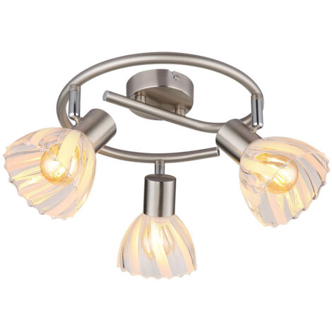 Plafonnier lampe de salon Rondell argent 3 flammes réglable