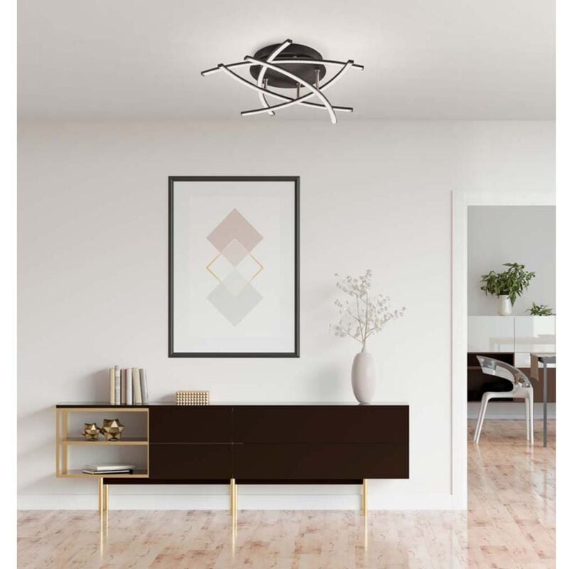 Fischer&honsel - Plafonnier lampe design télécommande dimmable led cct lampe de salon noir