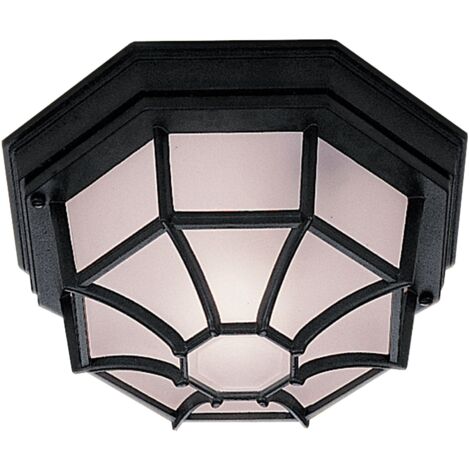 Plafonnier Lampe d'extérieur Aluminium Verre Variable Noir Éclairage de jardin