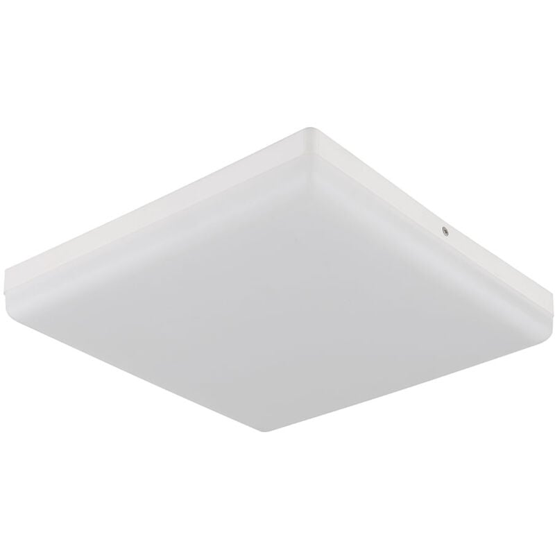 Plafonnier lampe salon lumière led carré blanc-mat opale couloir l 30 cm
