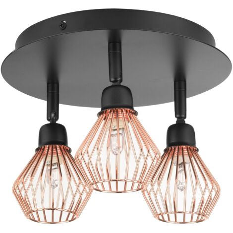 Plafonnier Lampe Suspension Ronde en Métal Noir et Cuivré avec 3 Abat-jours Réglables G9 20W pour Intérieurs au Design Industriel Moderne Beliani