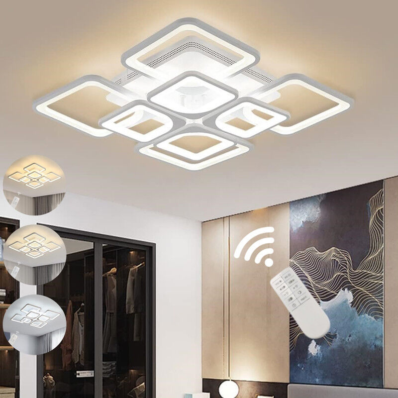 Plafonnier led Dimmable, 80W Luminaire Plafonnier Moderne avec Télécommande, 3000K-6500K, pour Salon, Chambre, Salle à Manger, Balcon, Blanc [Classe
