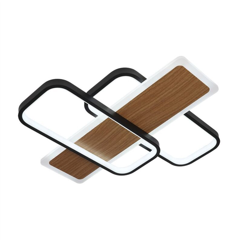 Plafonnier LED 120 W 13 200 lm 3 000-6 500 K 50 cm Noir/Bois Dimmable Série Forqueta Plafonnier LED 120 W 13 200 lm 3 000-6 500 K 50 cm Noir/Bois Dimmable Série Forqueta