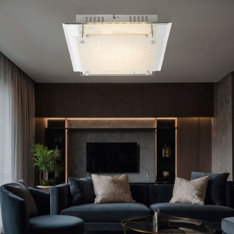 Plafonnier led 12W éclairage verre chromé Globo noir ii 48211-12